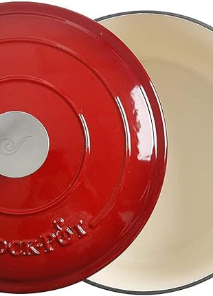 Crock-Pot Artisan 3-Quart Round Enameled Cast Iron Dutch Oven – Gradient Red, Durable Heavy-Duty Cookware for Slow Cooking, Roasting, Baking with Lid