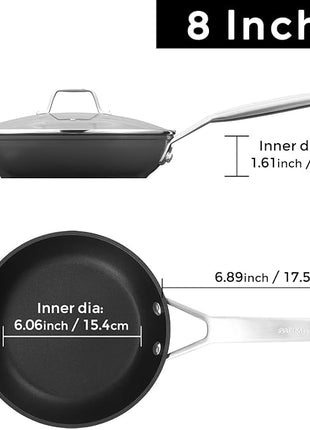 MsMk 8 inch Small Frying Pan with Lid, Burnt also Non stick Omelette pan, PFOA Free Non-Toxic, Scratch-resistant, for gas, electric and induction