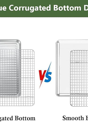 ROTTAY Baking Sheet, Half Sheet Pan with Cooling Rack Set [2 Pans + 2 Racks], Stainless Steel Baking Pan for Oven, Warp Resistant & Heavy Duty & Rust Free, Size 18 x 12 x 1 Inches