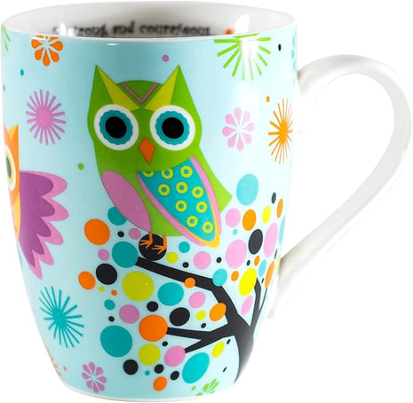 Divinity Boutique Owl Mug - Inspirational Ceramic Coffee Mug with Scripture for Women, Mom, Friends, Owl Lovers that is Colorful and Dishwasher Safe