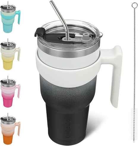 BJPKPK Tumbler With Handle And Straw 40 oz Insulated Tumblers With Lid Stainless Steel Travel Coffee Cups,Day Night