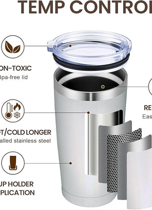 MEWAY 20oz Tumbler 4 Pack Double Wall Vacuum Insulated Travel Glitter Mug Bulk, Stainless Steel Tumblers with Lid and Straw, Powder Coated Coffee Cups for Woman(Rainbow White,Set of 4)