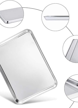TeamFar Baking Sheet, 20’’×14’’×1’’, Cookie Sheet Half Sheet Baking Pans Stainless Steel, Non Toxic & Healthy, Heavy Duty & Thick Gauge, Mirror Finish & Dishwasher Safe - 2 Piece