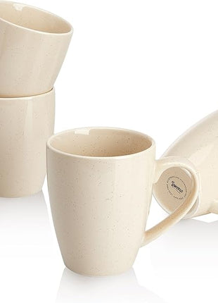 Sweese Porcelain Coffee Mugs - 16 Ounce (Top to the Rim) for Coffee, Tea, Cocoa, Set of 4, Beige