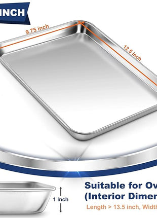 P&P CHEF 12.5 Inch Baking Cookie Sheet, Oven Pan Tray Stainless Steel Sheet Pan for Kitchen, Oven Bakeware for Multi Uses, Shiny Look & Dishwasher Safe, Healthy & Heavy Duty, 1Pc