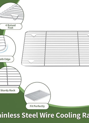 Baking Sheet with Wire Rack Set: 3 Baking Pans + 3 Cooling Racks for Cooking and Baking - Stainless Steel Nonstick Bacon Pans for Oven, Warp Resistant & Heavy Duty & Rust Free