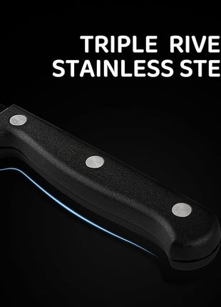 G.a HOMEFAVOR Steak Knife Set: 8-Piece Stainless Steel Sharp Serrated Knives Set with PP Handle for Kitchen, Full Black