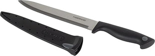 Farberware Edgekeeper 8-Inch Slicing Knife with Self-Sharpening Blade Cover, High Carbon-Stainless Steel Kitchen Knife with Ergonomic Handle, Razor-Sharp Knife, Black