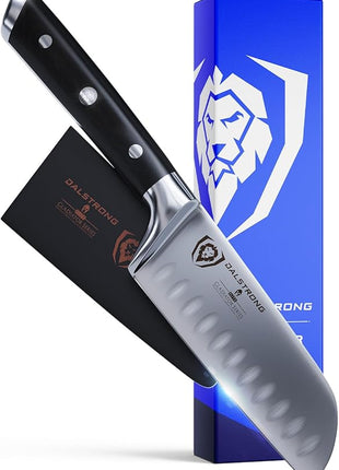 Dalstrong Santoku Knife - 5 inch - Gladiator Series Elite - Forged German High Carbon Steel - Black G10 Handle Kitchen Knife - Asian Vegetable Cooking Knife - Sheath Included - NSF Certified