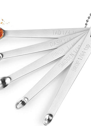 5 Pcs Mini Measuring Spoons Set, Stainless Steel Small Measuring Spoons Tad 1/4 tsp, Dash 1/8 tsp, Pinch 1/16 tsp, Smidgen 1/32 tsp, Drop 1/64 tsp for Home Kitchen Baking Cooking Gifts
