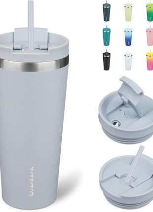 BJPKPK 22oz Stainless Steel Insulated Tumbler With lid And Straw Travel Coffee Thermal Tumblers Cup For Women And Men,Modern Blue