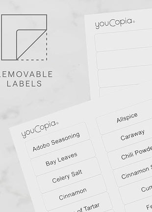 YouCopia SpiceStack Adjustable Spice Rack Organizer, Pull-Down 24-Bottle Seasonings and Spices Holder for Kitchen Cabinet and Pantry Organization with 104 Included Labels