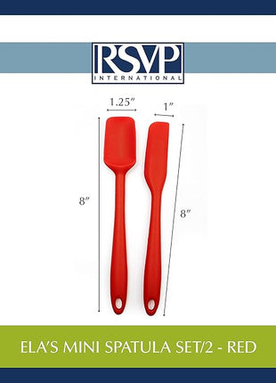 RSVP International Ela's Favorite Silicone Spatula, Red, 8" | BPA-Free Silicone | Scrape Batters, Flip Eggs, Ice Cakes, & More | Dishwasher Safe & Heat Resistant | Cooking, Baking & More