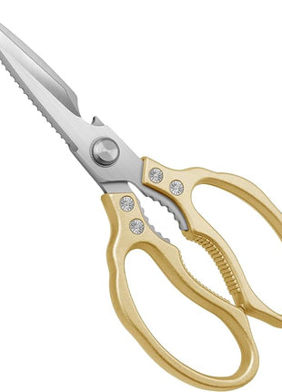 CGBE Kitchen Scissors All Purpose Heavy Duty, Ultra Sharp Stainless Steel Kitchen Shears Dishwasher Safe, Cooking Shears for Chicken, Poultry, Fish, Meat, Herbs & Grapes with Non-Slip Grips - Gold