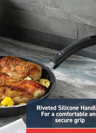 T-fal Experience Non Stick Fry Pan Set 3 Piece, 8, 10.25, 12 Inch Induction Oven Broiler Safe 400F, Cookware, Kitchen Cooking Set, Pots and Pans, Skillets, Frying Pans, Dining, Dishwasher Safe, Black