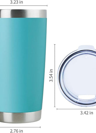 DOMICARE 20oz Stainless Steel Tumbler Bulk with Lid, Double Wall Vacuum Insulated Travel Mug, Powder Coated Coffee Cup, Light Blue, 1 Pack