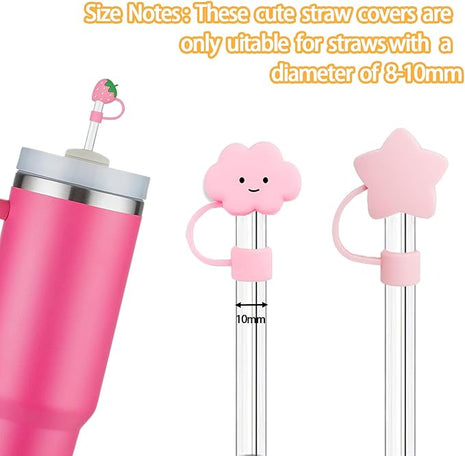7Pc Straw Cover for Stanley Cup, Silicone Straw Topper for Stanley Cup 30&40oz with Tumblers, 10mm 0.4in Lid Accessories (Reusable)