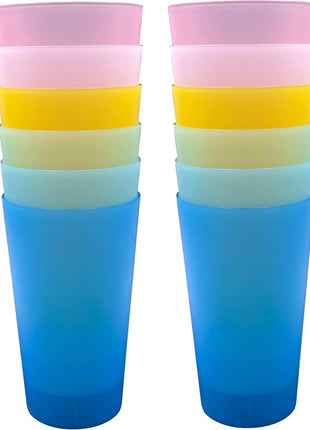 Unbreakable Plastic Cups Reusable - 28 oz Plastic Tumblers set of 12, BPA-Free Dishwasher Safe & Lightweight Reusable Cups for Kitchen, Home, Office, Outdoor