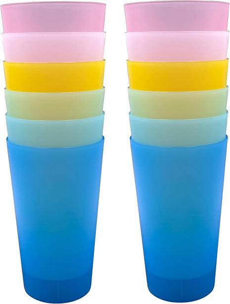 Unbreakable Plastic Cups Reusable - 28 oz Plastic Tumblers set of 12, BPA-Free Dishwasher Safe & Lightweight Reusable Cups for Kitchen, Home, Office, Outdoor