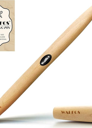WALFOS French Rolling Pin for Baking, Tapered Design Natural Beech Wood Rolling Pins, Essential Kitchen Dough Roller for Fondant, Pizza, Pie, Cookie and Pastry