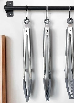 Tongs for Cooking, 12" Kitchen Tongs with Silicone Tips, Food Grade Serving Tongs Set of 3, Grey