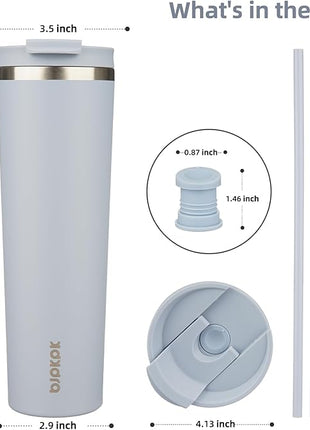 BJPKPK 34oz Stainless Steel Insulated Tumbler With lid And Straw Travel Coffee Thermal Tumblers Cup For Women And Men,Modern Blue