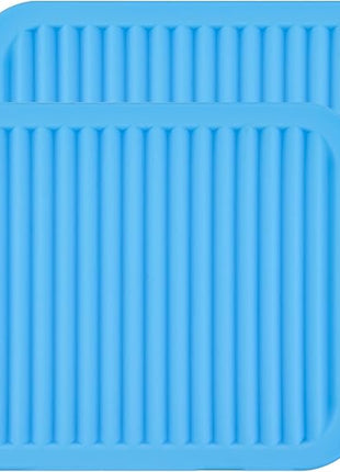 Big Silicone Trivets mat Set of 2 Smithcraft 9"X12" Multi-Purpose Drying Trivet Mat, Pot Holder, Waterproof, Non Slip, Flexible, Durable, Dishwasher Safe Blue