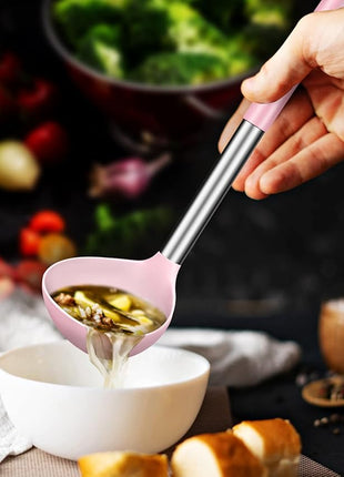 Pack of 2 Ladle Spoon,Silicone Large Spoon for Soup,Non Stick Kitchen Utensils with High Heat Resistant,BPA Free Perfect Kitchen Tools for Cooking, Stirring,Serving Soups (PINK-PURPLE)