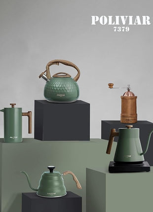 POLIVIAR Tea Kettle, 2.7 Quart Stovetop Tea Kettle, Audible Whistling Teapot, Food Grade Stainless Steel for Anti-Rust, Anti Hot Handle, Suitable for All Heat Sources (JX2020-RH30-2)