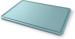 KitchenAid Classic Plastic Cutting Board with Perimeter Trench and Non Slip Edges, Dishwasher Safe, 12 inch x 18 inch, Blue