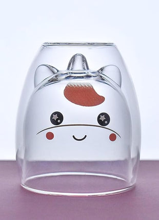 Unicorn Mug Cute Mugs Glass Double Wall Insulated Glass Espresso Cup, Coffee Cup, Tea Cup, Milk Cup, Kawaii Gifts, for women girls friends, Christmas Birthday (Unicorn)