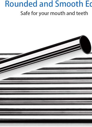 Tomorotec Reusable Straws 30 Pack, Stainless Steel Drinking Straws, Metal Straw Bulks for Smoothies Tumblers Cocktail MilkShake,Set of 15 Straight and 15 Bent with 2 Cleaning Brushes, Silver