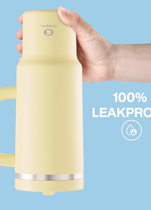 40 oz Tumbler with Handle and Straw: Stainless Steel Insulated Tumbler Keeps Cold for 24 Hours, Leakproof Travel Cup Fits in Cup Holder and BPA-Free,Light Vanilla