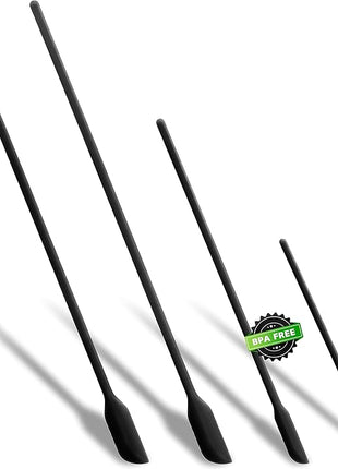 Anaeat Mini Silicone Spatulas - Set of 4 Multifunctional Small Kitchen Scraper Lotion Stirrer Tiny Makeup Beauty Spatula Reusable for Jam Jar, Cosmetic Bottles, Narrow Can and Thin Bottles (Black)