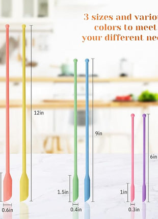 Boao 6 Pieces Mini Spatula, Multicolor Makeup Small Tiny Spatula for Cosmetics and Kitchen Jar Food Bottle, 3 Sizes(Pastel Colors)