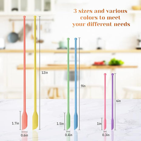 Boao 6 Pieces Mini Spatula, Multicolor Makeup Small Tiny Spatula for Cosmetics and Kitchen Jar Food Bottle, 3 Sizes(Pastel Colors)
