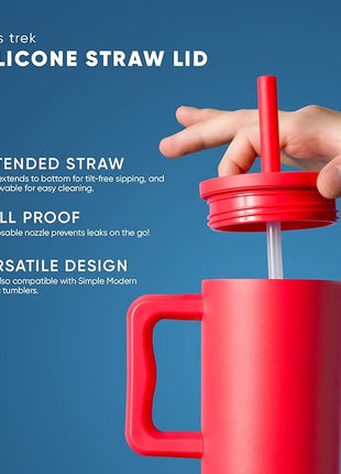 Simple Modern Kids 24 oz Tumbler with Handle and Silicone Straw Lid | Spill Proof and Leak Resistant | Reusable Stainless Steel Bottle | Gift for Kids Boys Girls | Trek Collection | Almond Birch