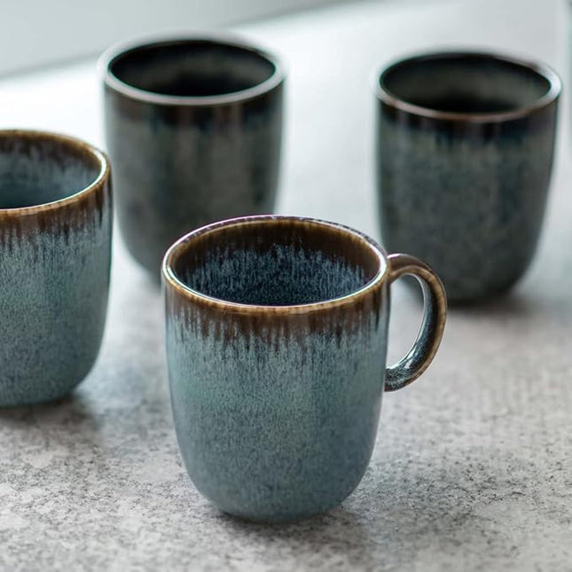 Villeroy & Boch – Lave Gris Mug with Handle, 13.5 oz, Stoneware, Dishwasher and Microwave Safe, Grey