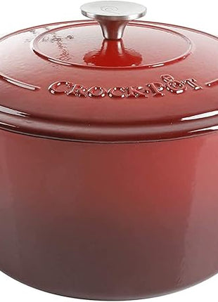 Crock-Pot Crock Pot Artisan 5 Quart Enameled Cast Iron Round Dutch Oven, Red