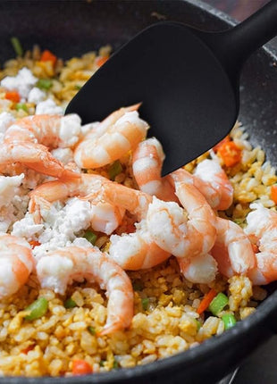 Newk Silicone Cooking Spatula Set, 6-Piece Set with One Piece Design, Nonstick Rubber Spatula Kitchen with Stainless Steel Core for Cooking, Baking, and Mixing - Black