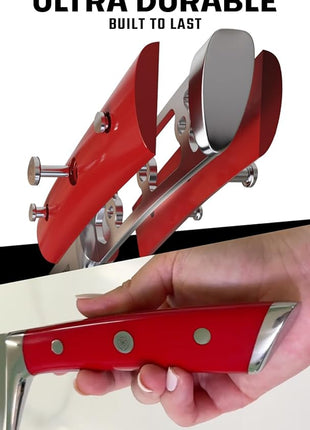 Dalstrong Chef Knife - 8 inch Blade - Gladiator Series - Forged High Carbon German Steel - Razor Sharp Kitchen Knife - Professional Full Tang Knives - Crimson Red Handle ABS - Sheath - NSF Certified