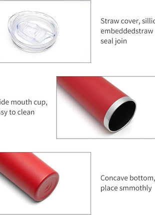 HASLE OUTFITTERS 20 oz Skinny Tumblers Bulk Set, Stainless Steel Insulated Slim Tumblers with Lids, Reusable Double Wall Travel Coffee Mugs, Durable Powder Coated Travel Water Cups(Red, 12)