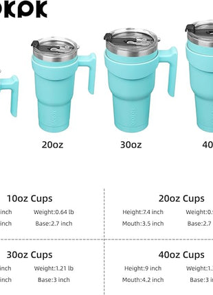 BJPKPK 20oz Tumbler With Handle Insulated Cups With Lid And Straw Reusable Stainless Steel Tumblers,Turquoise