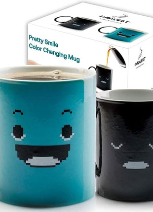 InGwest Color Changing Coffee Mug – 11oz Ceramic Heat Sensitive Cup with Funny Smile – Great for Morning Coffee or Gift