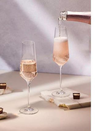 Krosno Crystal Champagne Flute Glasses, Set of 6, 6.1 oz, Avant-Garde Collection, Classic Shape for Timeless Style, Ideal for Mimosas, Prosecco, Sparkling Wine, Dishwasher Safe, Made in Europe