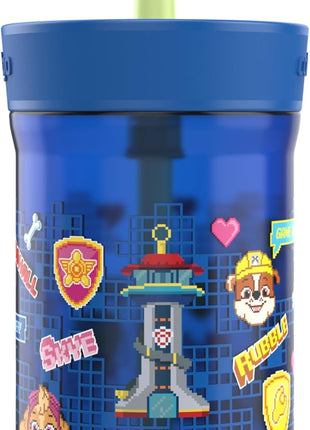 Contigo Leighton Kids Paw Patrol Plastic Water Bottle, Spill-Proof Tumblers with Straw, Dishwasher Safe, 14oz, Power Pups, Blue