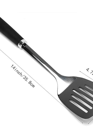 Brushed Slotted Stainless Steel Turner, Metal Spatulas for kitchen Use, Non-Slip Slotted Turner with Ergonomic Handle, Heavy Duty Cooking Utensils for Flipping Grilling Fish Eggs