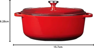 Lodge 7 Quart Enameled Cast Iron Oval Dutch Oven with Lid – Dual Handles – Oven Safe up to 500° F or on Stovetop - Use to Marinate, Cook, Bake, Refrigerate and Serve – Red