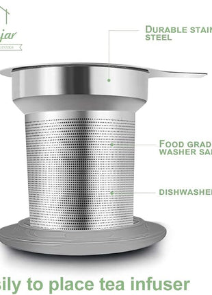 Sweejar Porcelain Tea Infuser Mug with Lid, 16 oz Teacup with Strainers for Loose Leaf Tea, Microwave and Dishwasher Safe Coffee Mug(Turquoise)