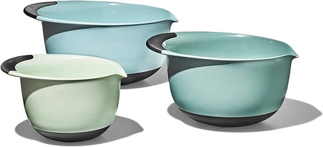 OXO Good Grips 3-Piece Plastic Mixing Bowl Set - Cadet Blue, Tower Gray, Jade, Small, Medium, Large